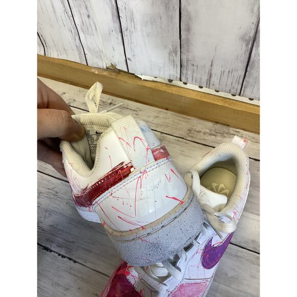 Nike Air Force 1 custom sneakers pink/purple paint splatters drip effects 5Y - Picture 5 of 6